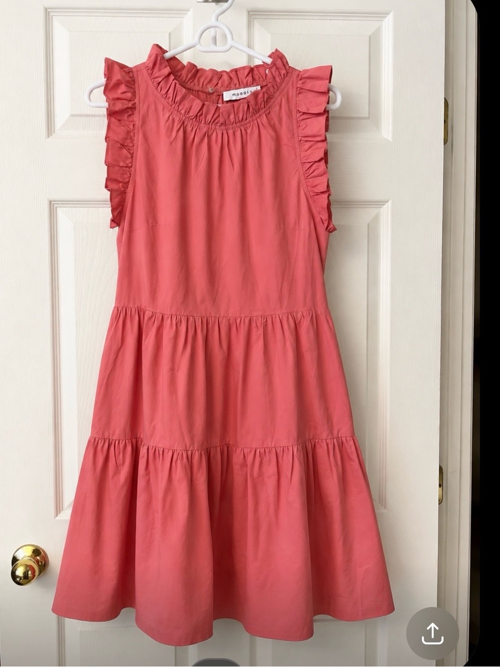 moodie Coral Pink Ruffle Tiered Dress for Girls